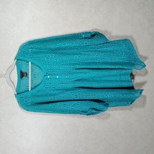 2/$10 04189 Multiples green 2 piece lace tunic and cami 1X NWT